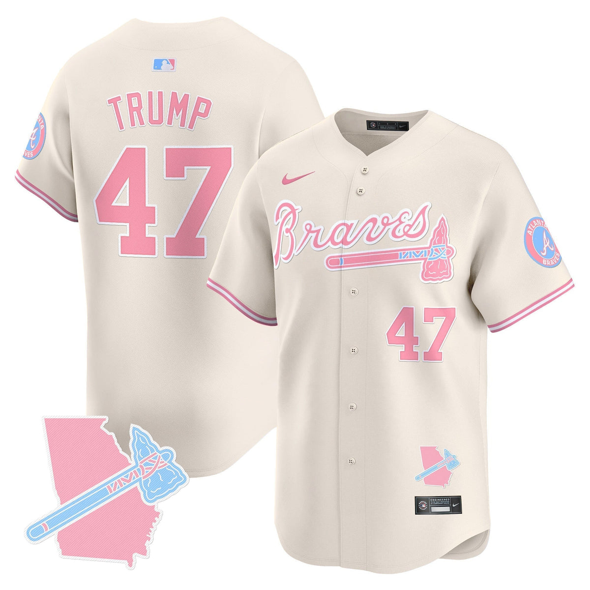 Unisex Atlanta Braves Bubblegum Pink Vapor Premier Limited Jersey - All Stitched