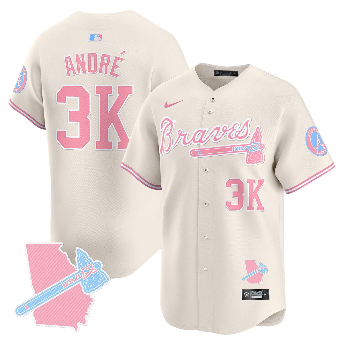 Unisex Atlanta Braves Bubblegum Pink Vapor Premier Limited Jersey - All Stitched