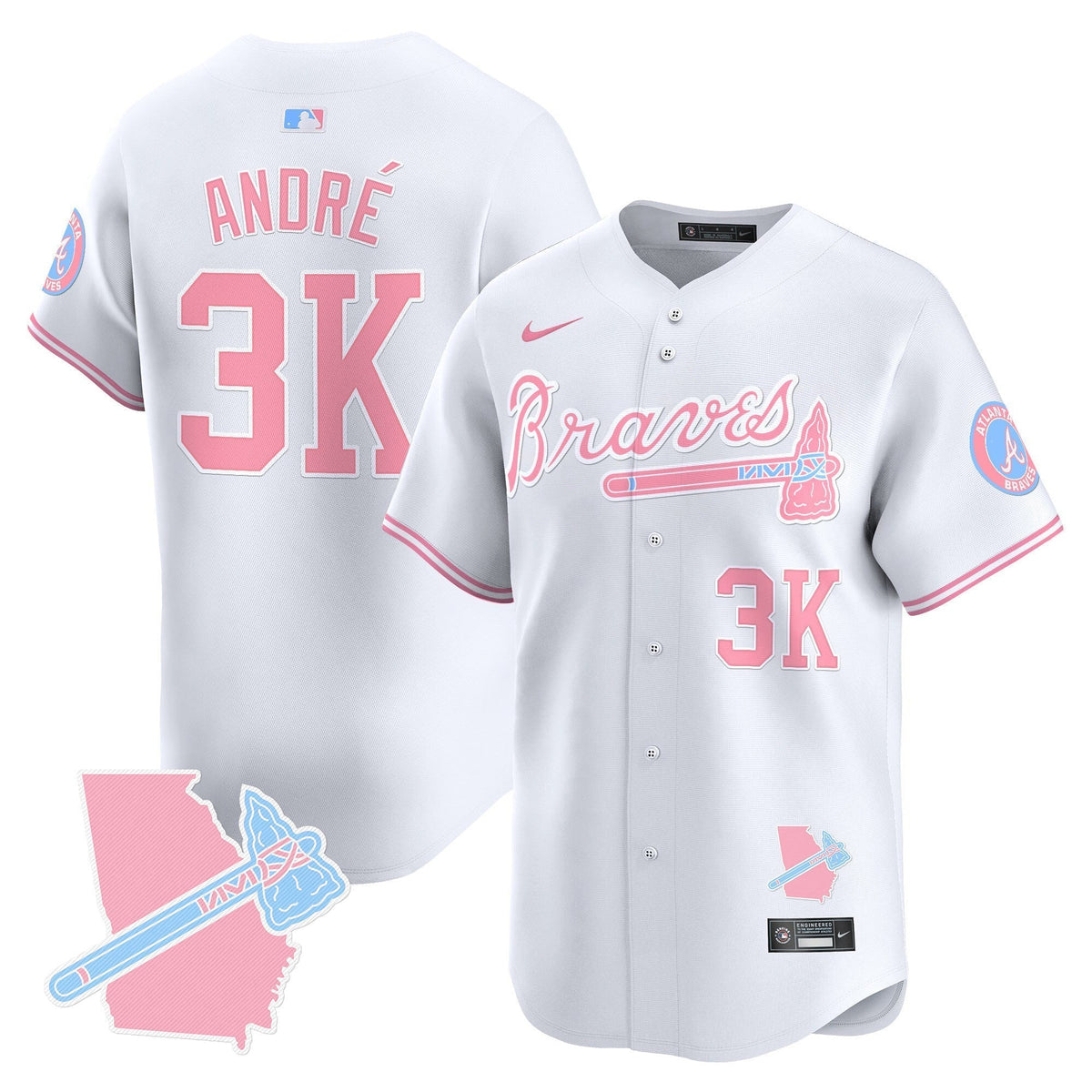 Unisex Atlanta Braves Bubblegum Pink Vapor Premier Limited Jersey - All Stitched