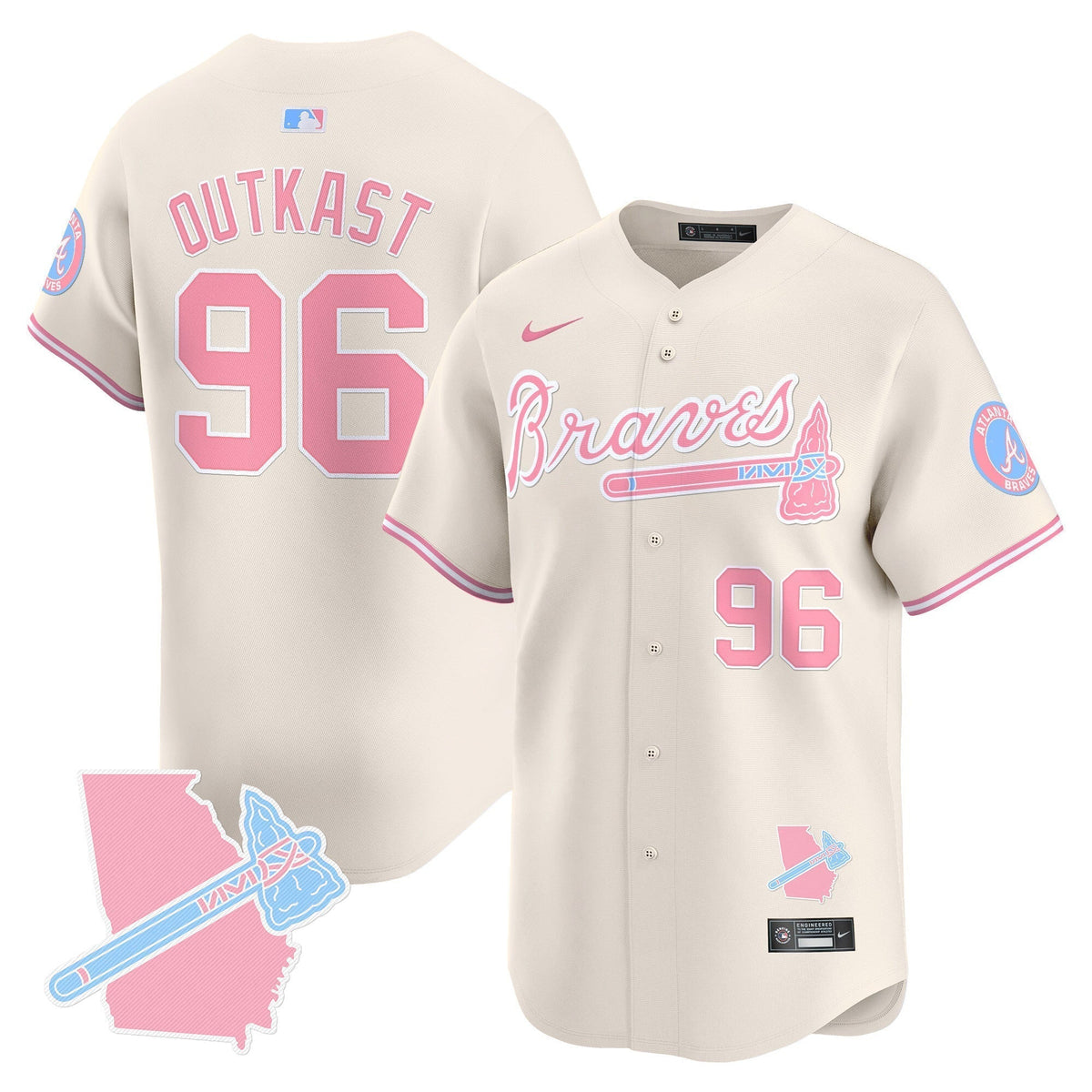 Unisex Atlanta Braves Bubblegum Pink Vapor Premier Limited Jersey - All Stitched