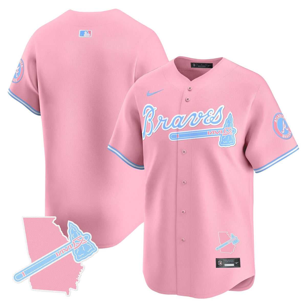 Unisex Atlanta Braves Bubblegum Pink Vapor Premier Limited Jersey - All Stitched