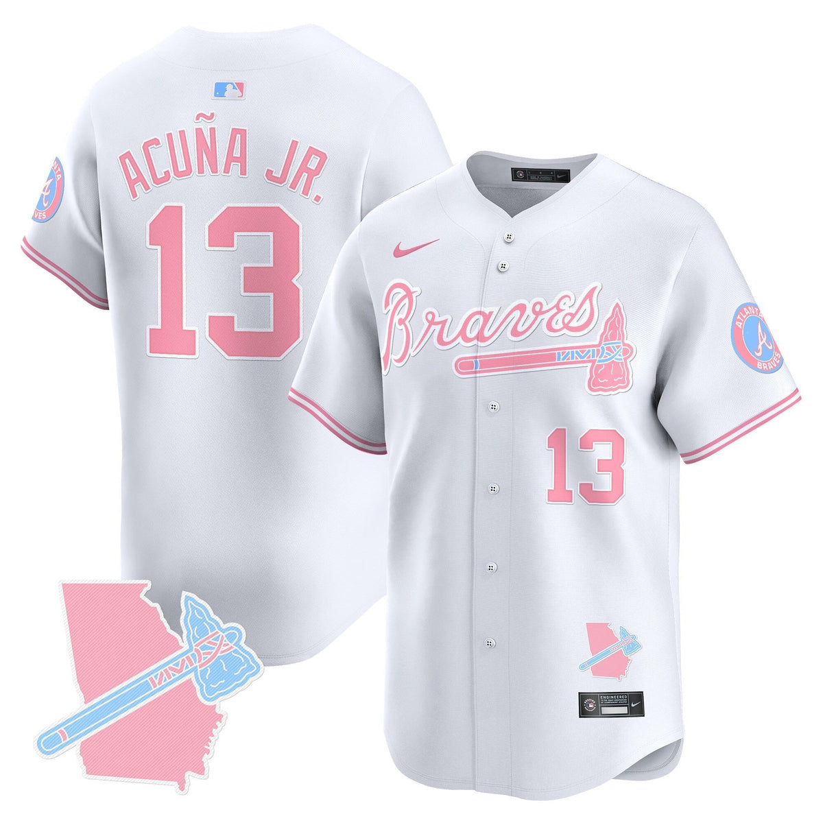 Unisex Atlanta Braves Bubblegum Pink Vapor Premier Limited Jersey - All Stitched