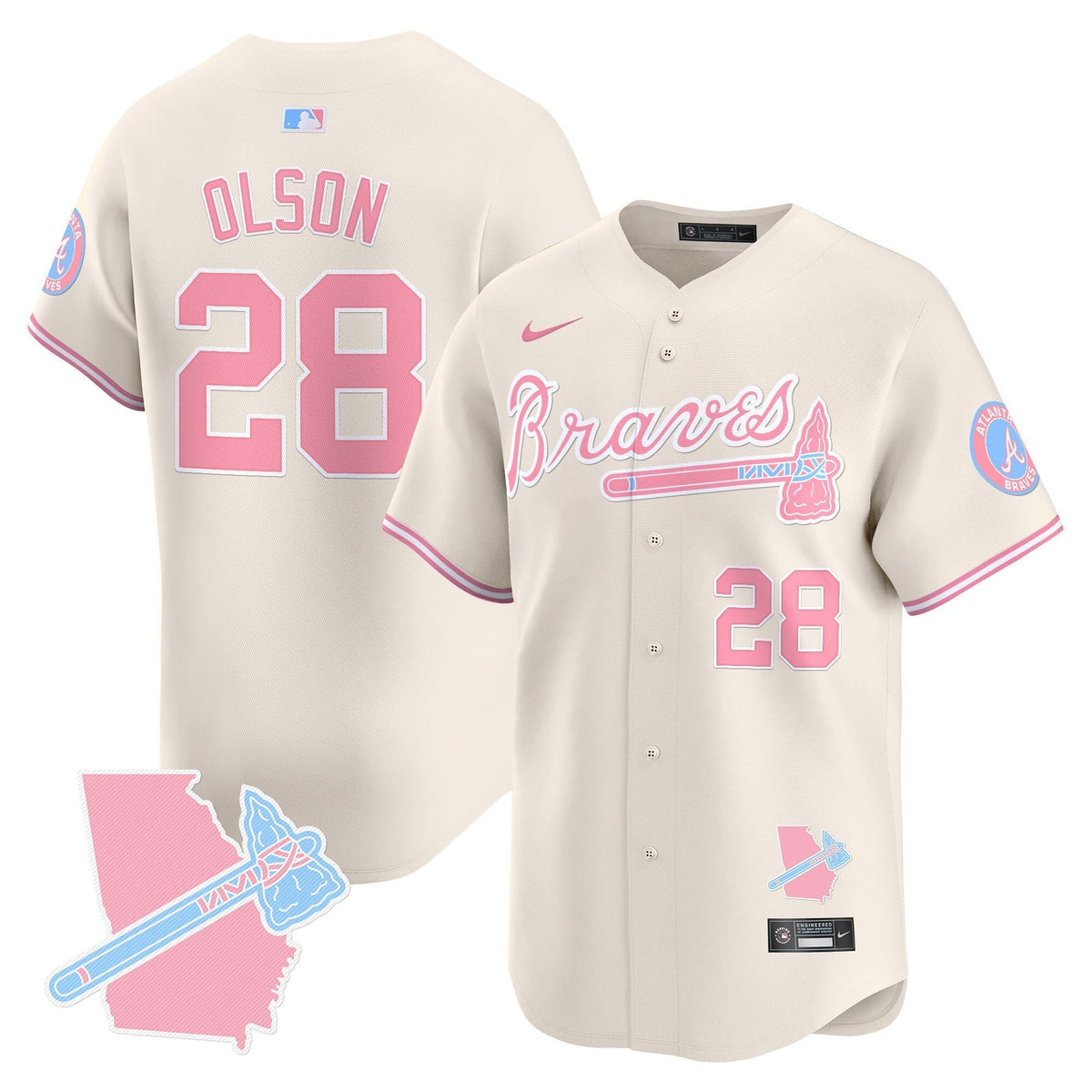 Unisex Atlanta Braves Bubblegum Pink Vapor Premier Limited Jersey - All Stitched