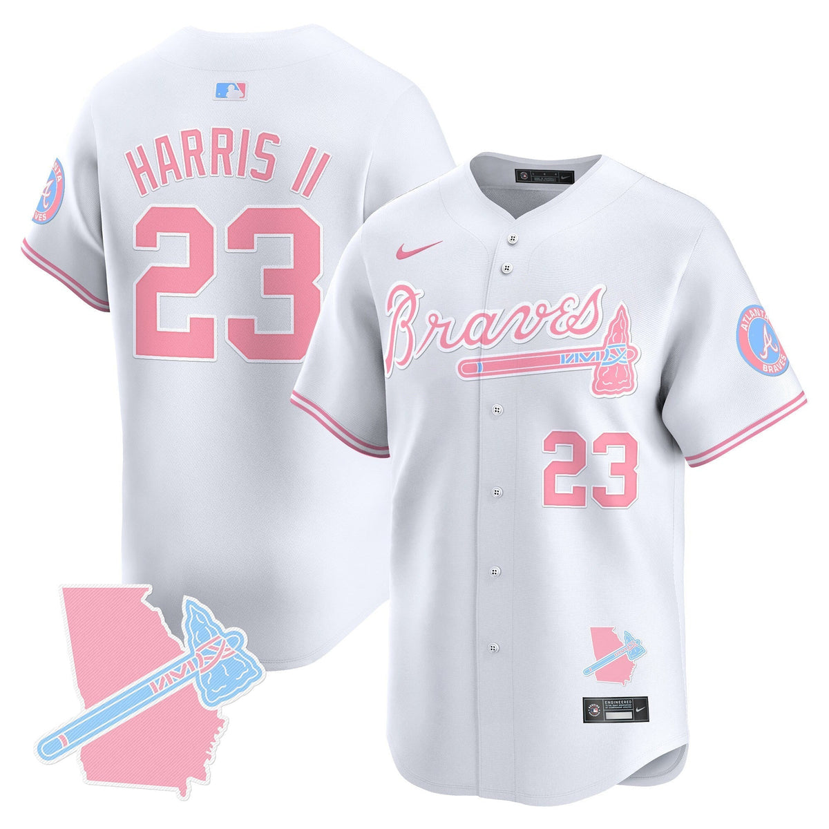 Unisex Atlanta Braves Bubblegum Pink Vapor Premier Limited Jersey - All Stitched