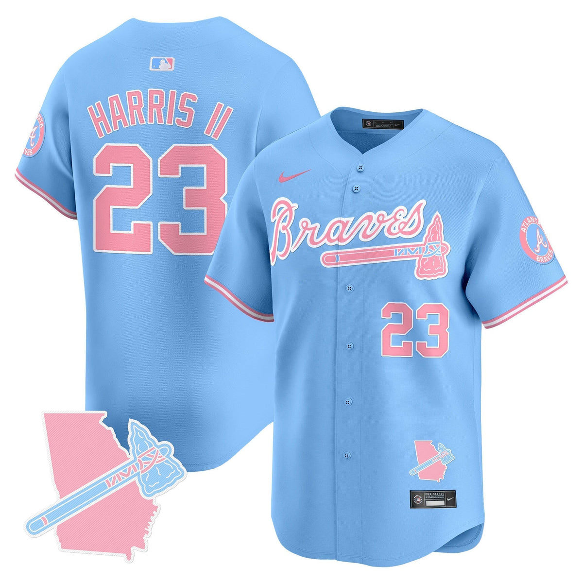 Unisex Atlanta Braves Bubblegum Pink Vapor Premier Limited Jersey - All Stitched