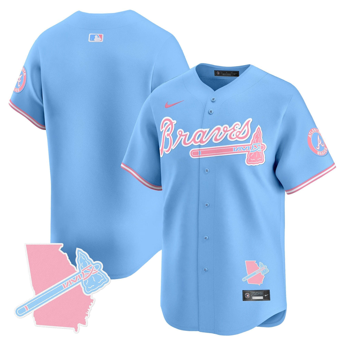 Unisex Atlanta Braves Bubblegum Pink Vapor Premier Limited Jersey - All Stitched