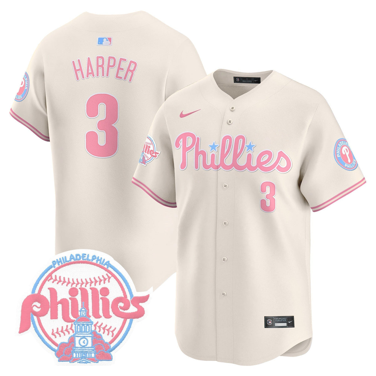 Unisex Phillies Bubblegum Pink Vapor Premier Limited Jersey V2 - All Stitched