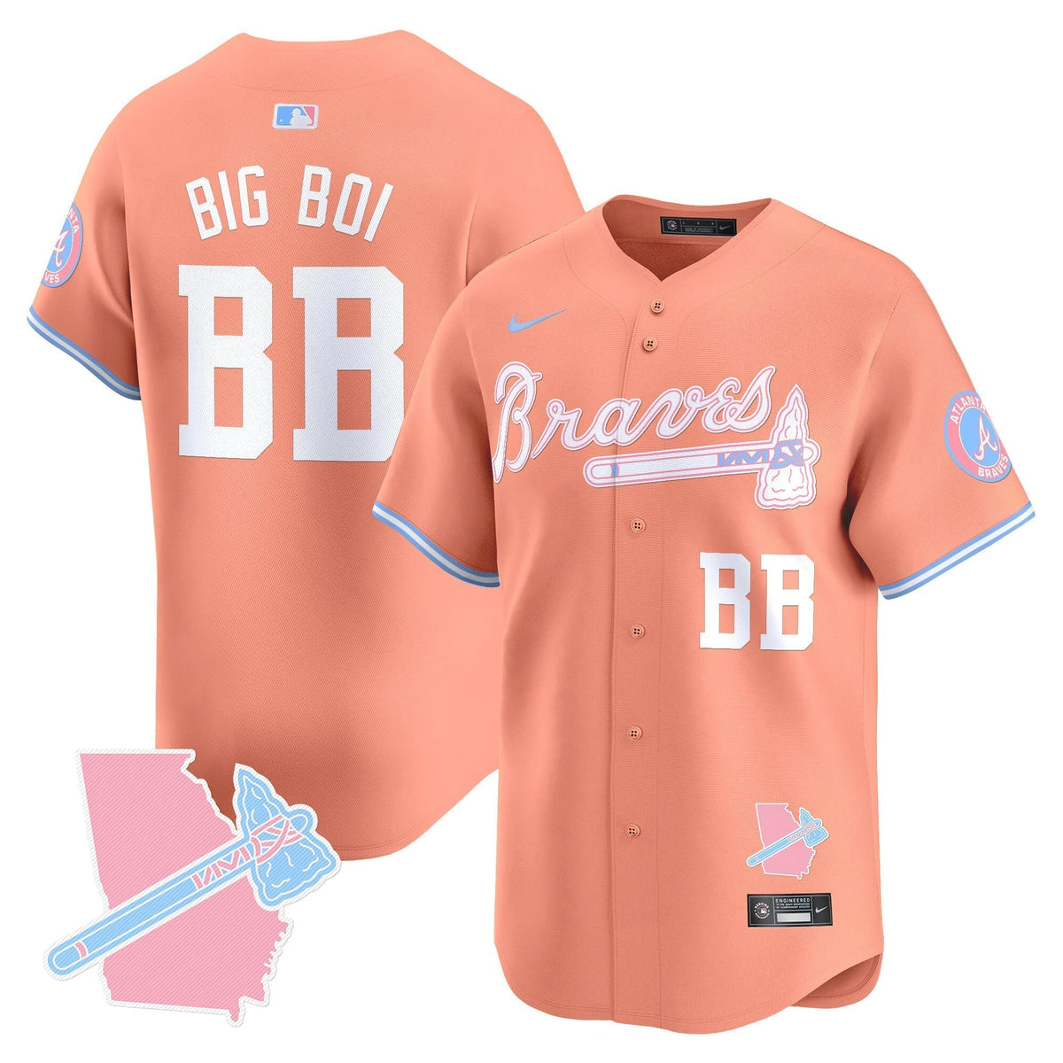 Unisex Atlanta Braves Bubblegum Pink Vapor Premier Limited Jersey - All Stitched