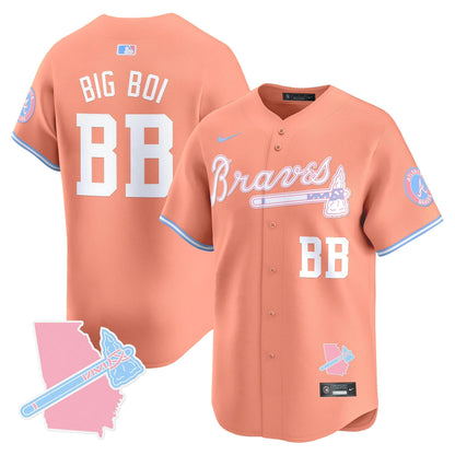 Unisex Atlanta Braves Bubblegum Pink Vapor Premier Limited Jersey - All Stitched