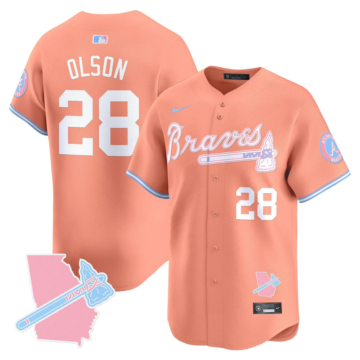 Unisex Atlanta Braves Bubblegum Pink Vapor Premier Limited Jersey - All Stitched