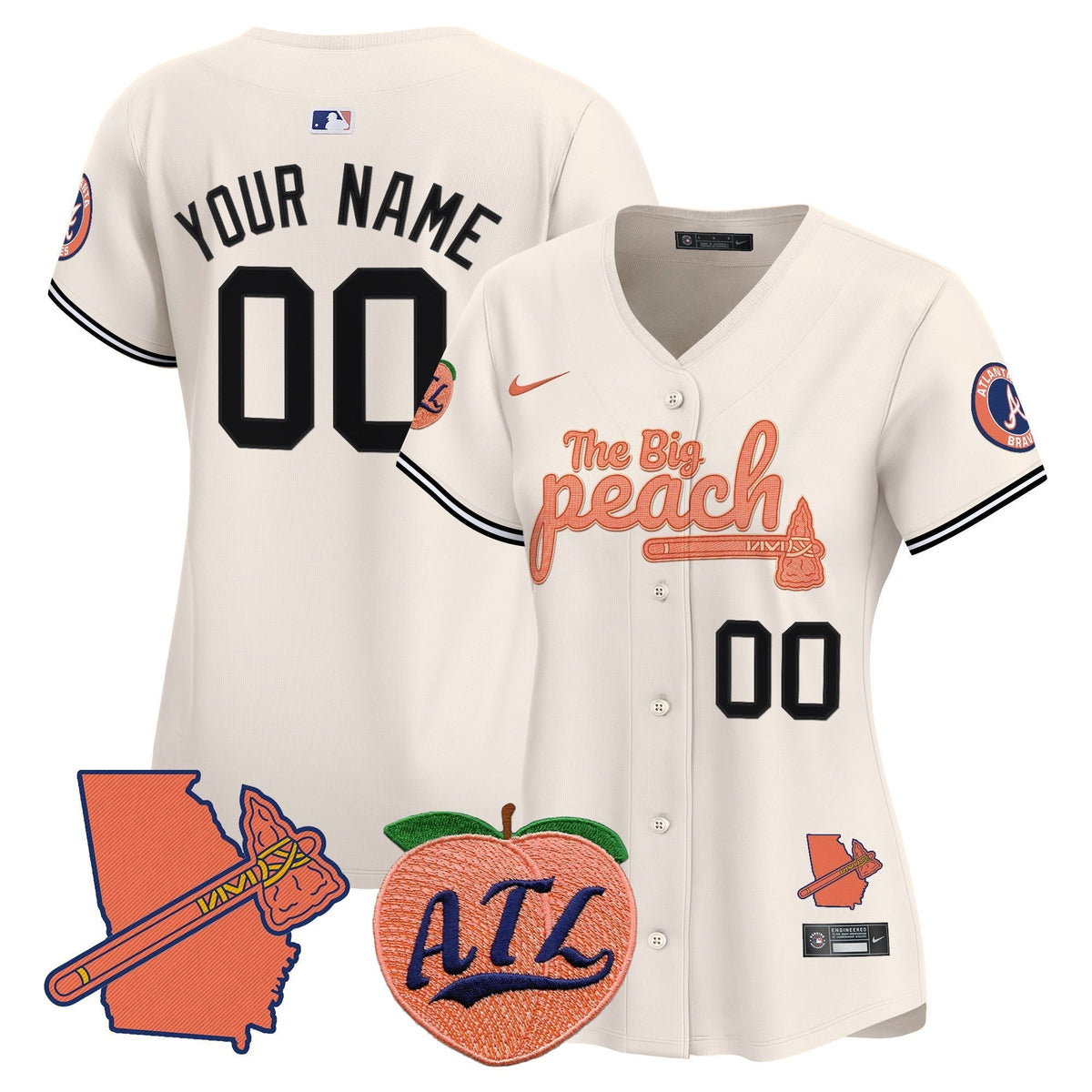 Atlanta Braves The Big Peach Vapor Premier Limited Custom Jersey V2 - All Stitched