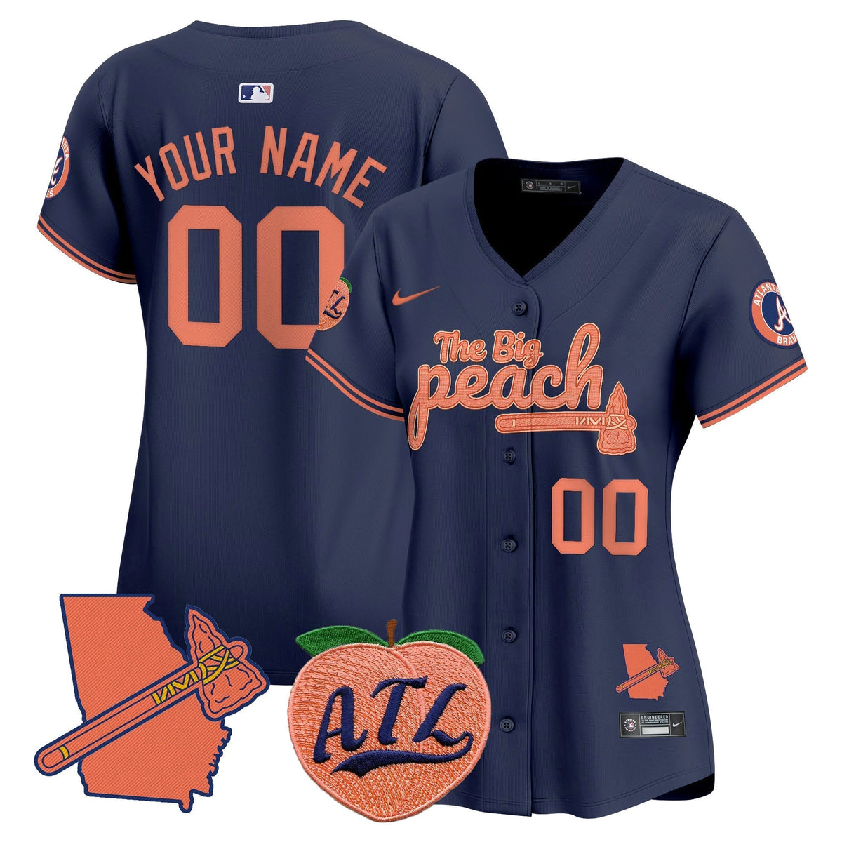Atlanta Braves The Big Peach Vapor Premier Limited Custom Jersey V2 - All Stitched