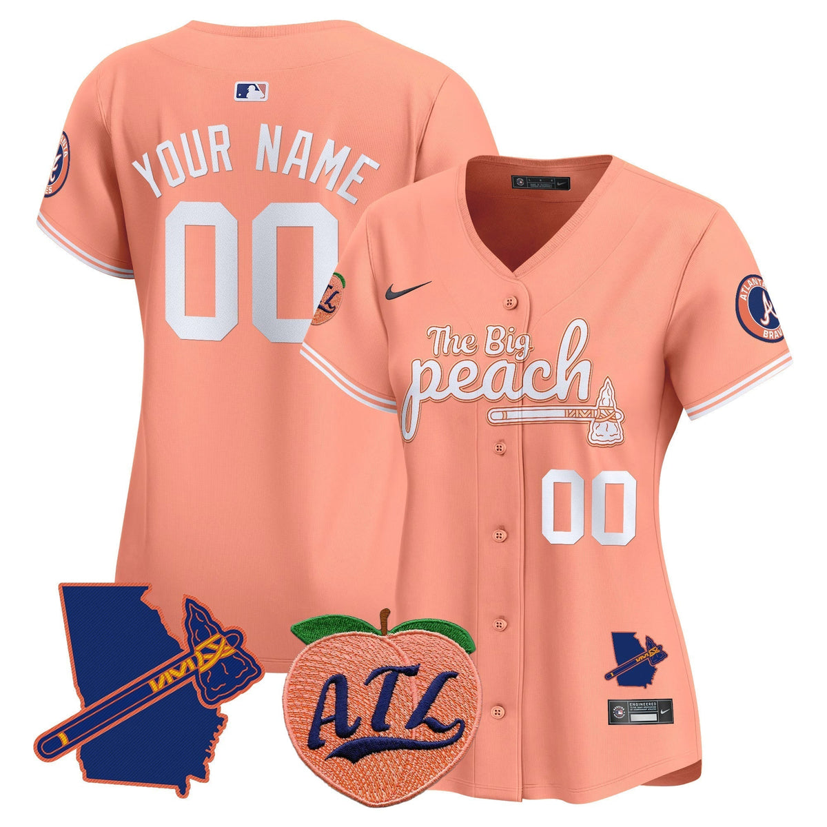 Atlanta Braves The Big Peach Vapor Premier Limited Custom Jersey V2 - All Stitched