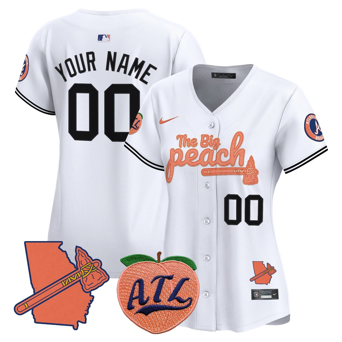 Atlanta Braves The Big Peach Vapor Premier Limited Custom Jersey V2 - All Stitched
