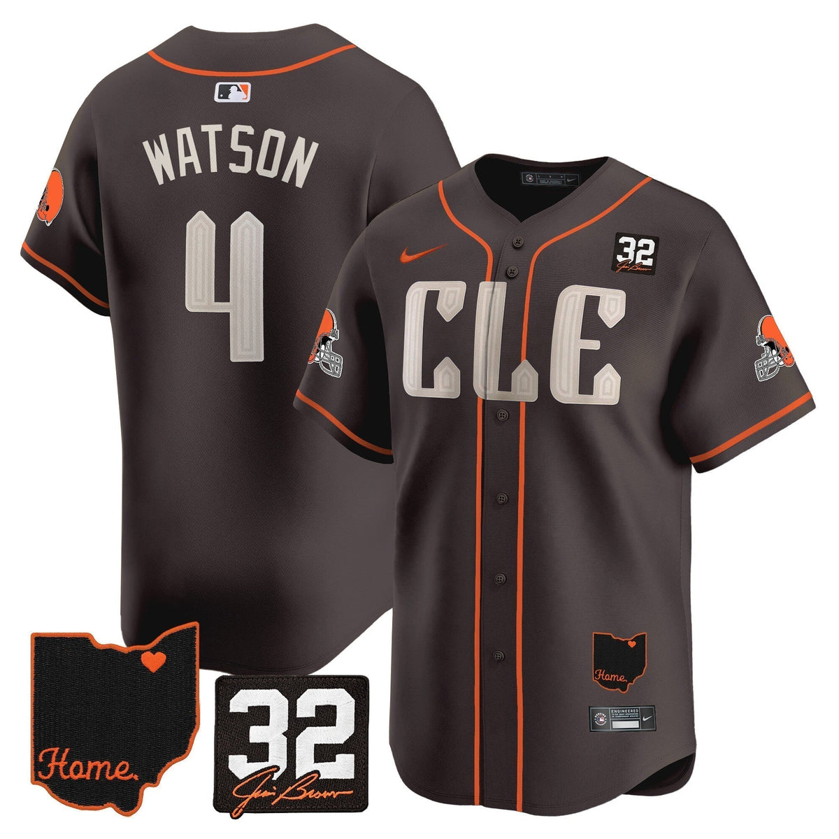Men's Browns #32 Jim Brown Memorial & Home Patch Vapor Premier Limited Jersey - All Stitched
