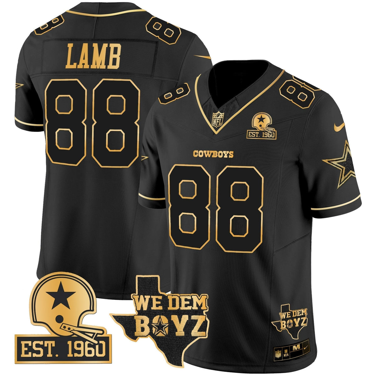Men's Cowboys Est. 1960 & We Dem Boyz Patch Gold Vapor Limited Jersey V2 - All Stitched