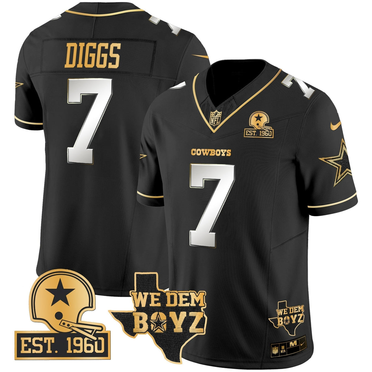 Men's Cowboys Est. 1960 & We Dem Boyz Patch Gold Vapor Limited Jersey V2 - All Stitched