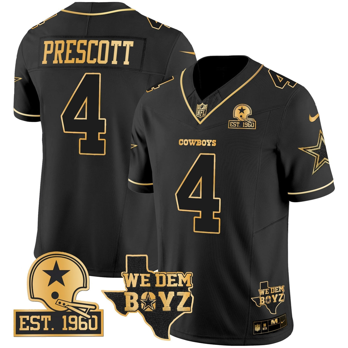 Men's Cowboys Est. 1960 & We Dem Boyz Patch Gold Vapor Limited Jersey V2 - All Stitched