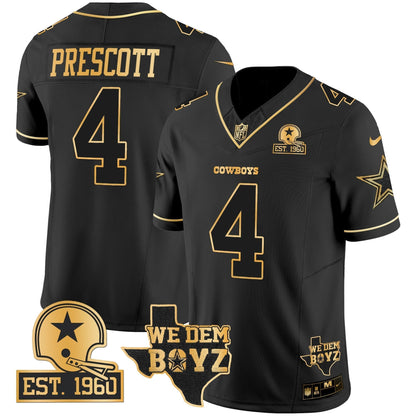 Men's Cowboys Est. 1960 & We Dem Boyz Patch Gold Vapor Limited Jersey V2 - All Stitched