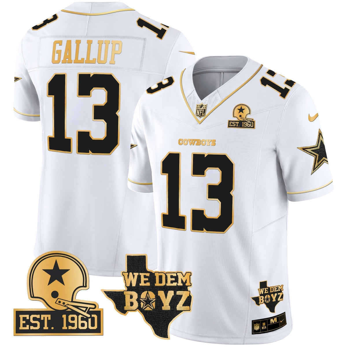 Men's Cowboys Est. 1960 & We Dem Boyz Patch Gold Vapor Limited Jersey V2 - All Stitched