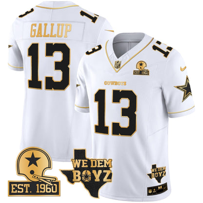 Men's Cowboys Est. 1960 & We Dem Boyz Patch Gold Vapor Limited Jersey V2 - All Stitched