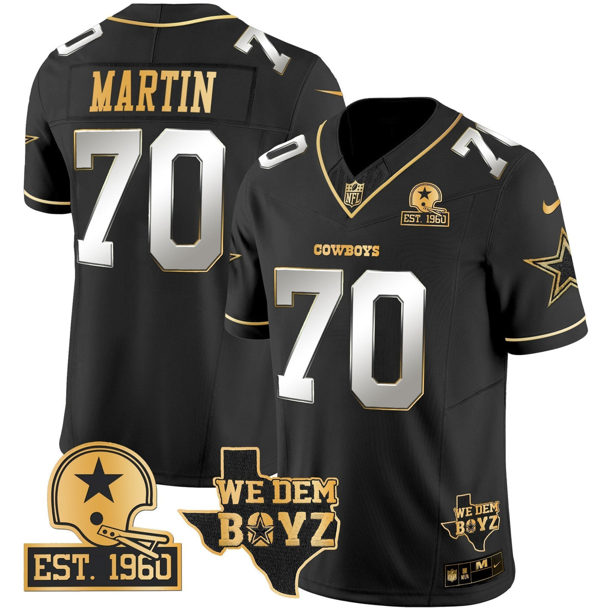 Men's Cowboys Est. 1960 & We Dem Boyz Patch Gold Vapor Limited Jersey V2 - All Stitched