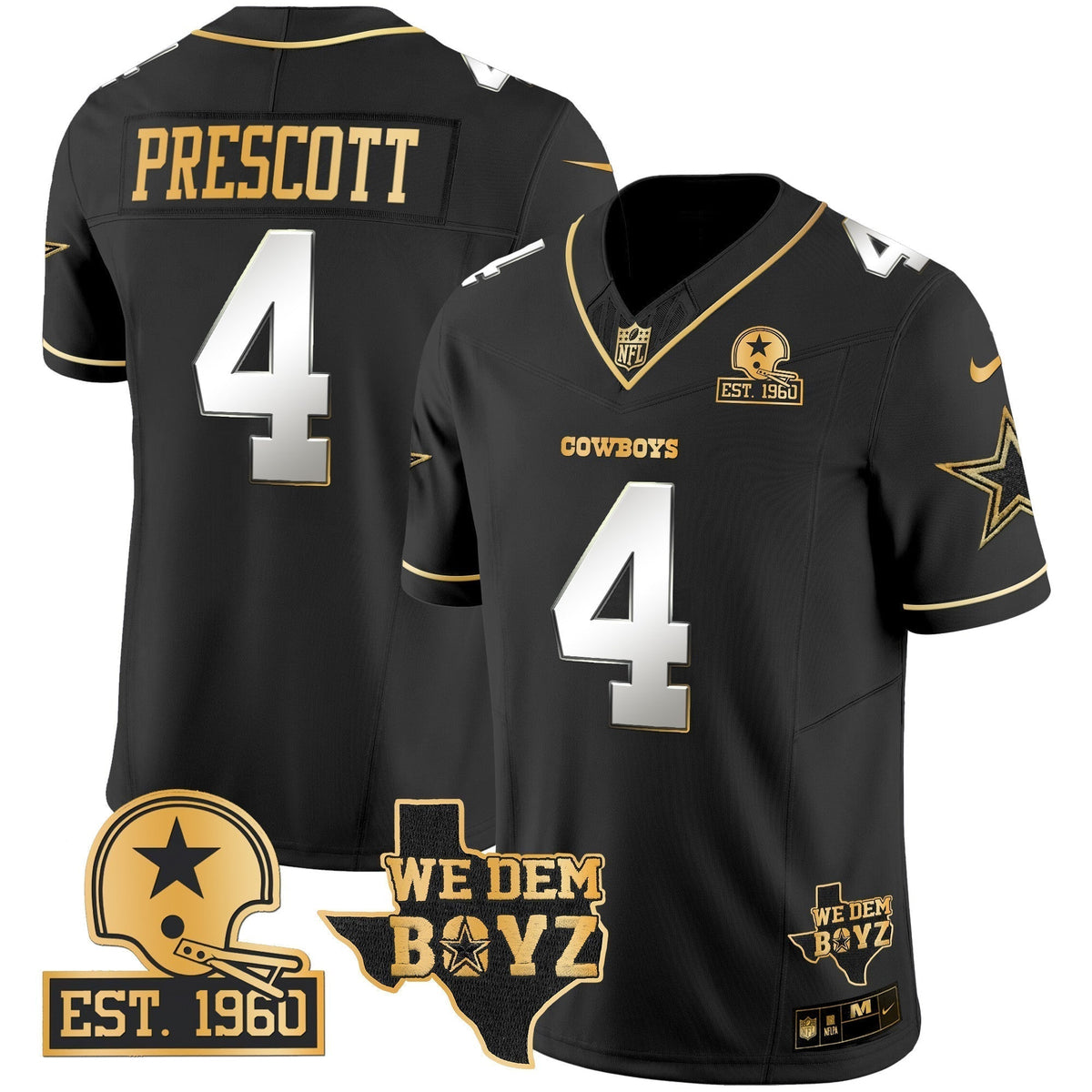 Men's Cowboys Est. 1960 & We Dem Boyz Patch Gold Vapor Limited Jersey V2 - All Stitched