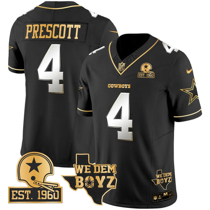 Men's Cowboys Est. 1960 & We Dem Boyz Patch Gold Vapor Limited Jersey V2 - All Stitched