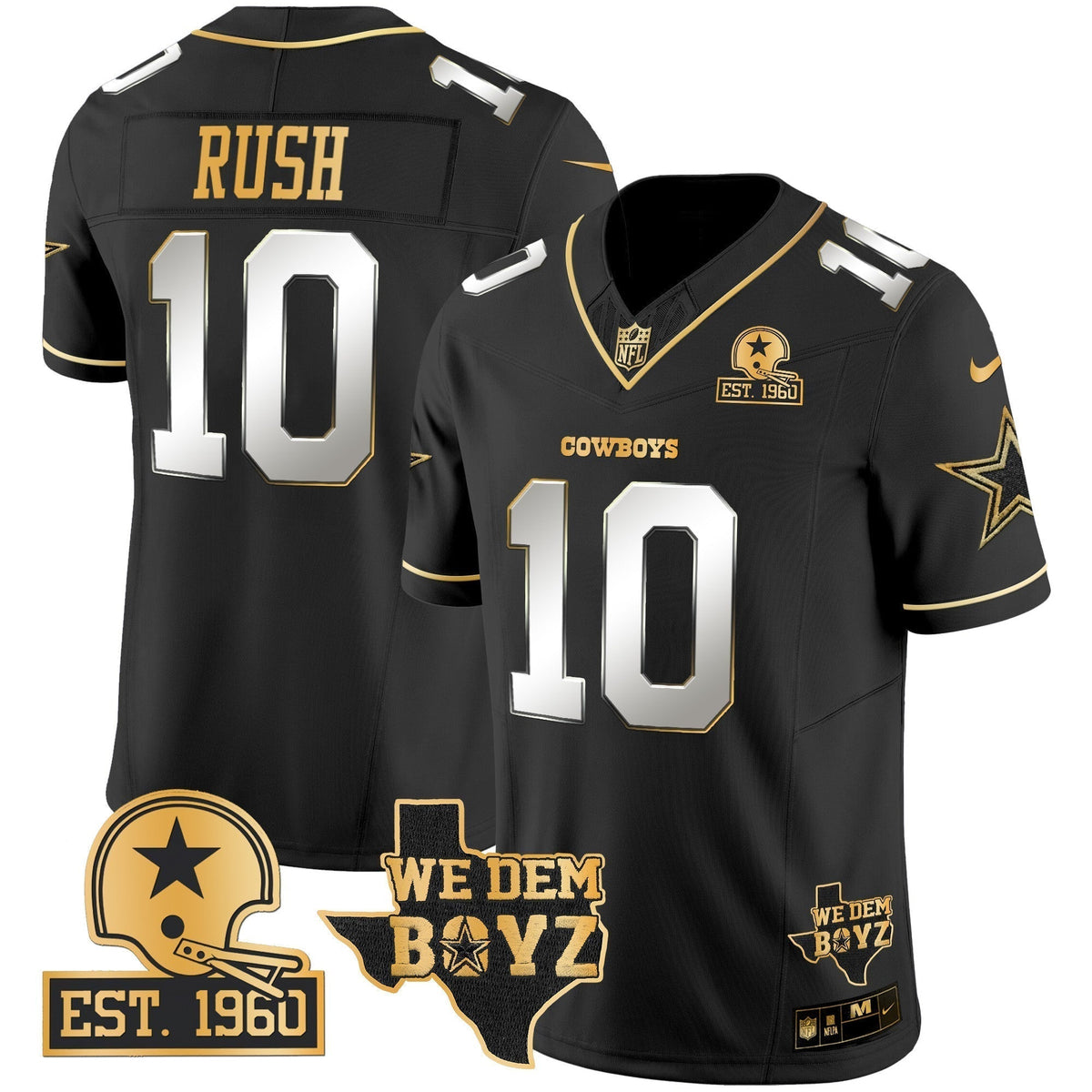 Men's Cowboys Est. 1960 & We Dem Boyz Patch Gold Vapor Limited Jersey V2 - All Stitched