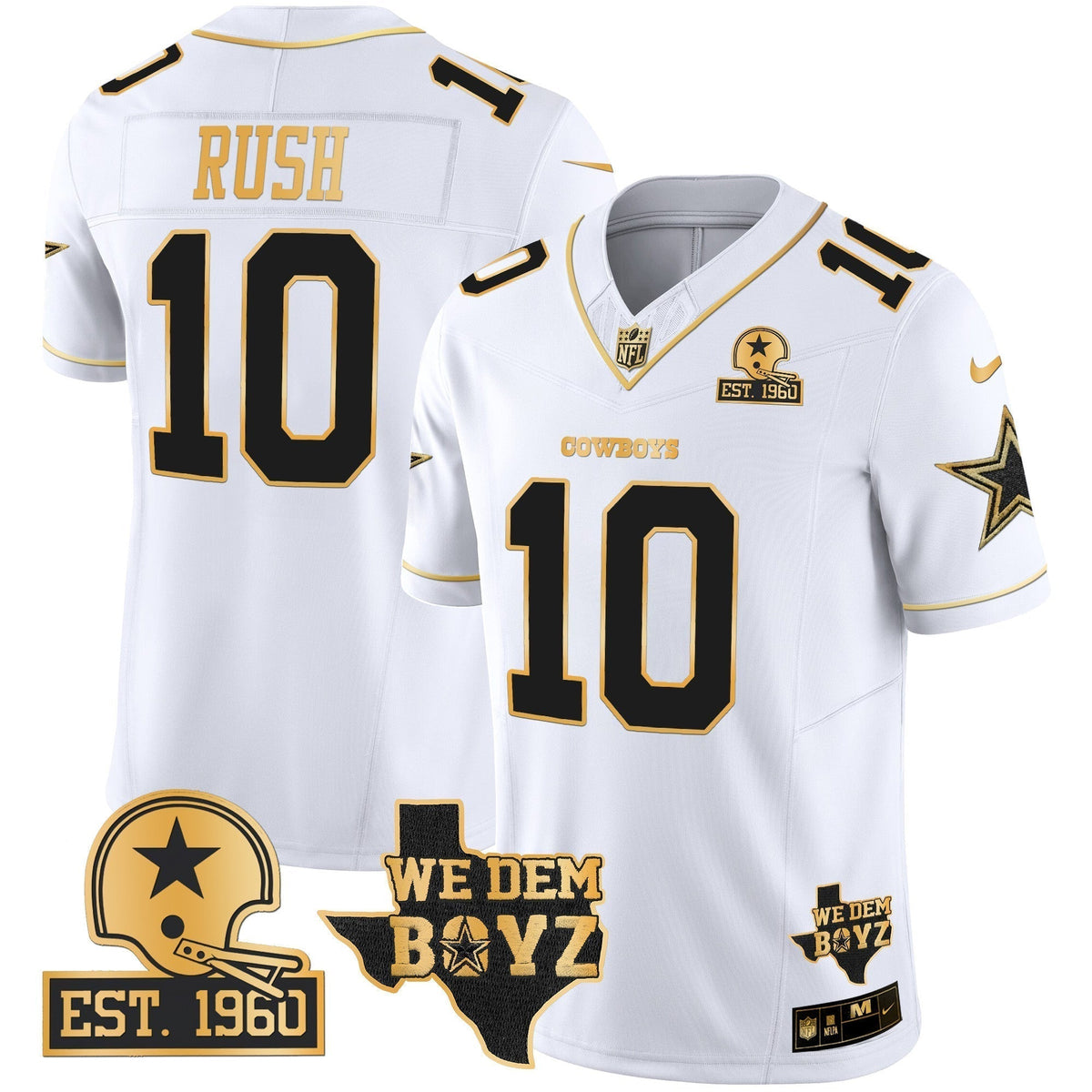 Men's Cowboys Est. 1960 & We Dem Boyz Patch Gold Vapor Limited Jersey V2 - All Stitched
