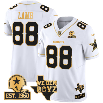 Men's Cowboys Est. 1960 & We Dem Boyz Patch Gold Vapor Limited Jersey V2 - All Stitched