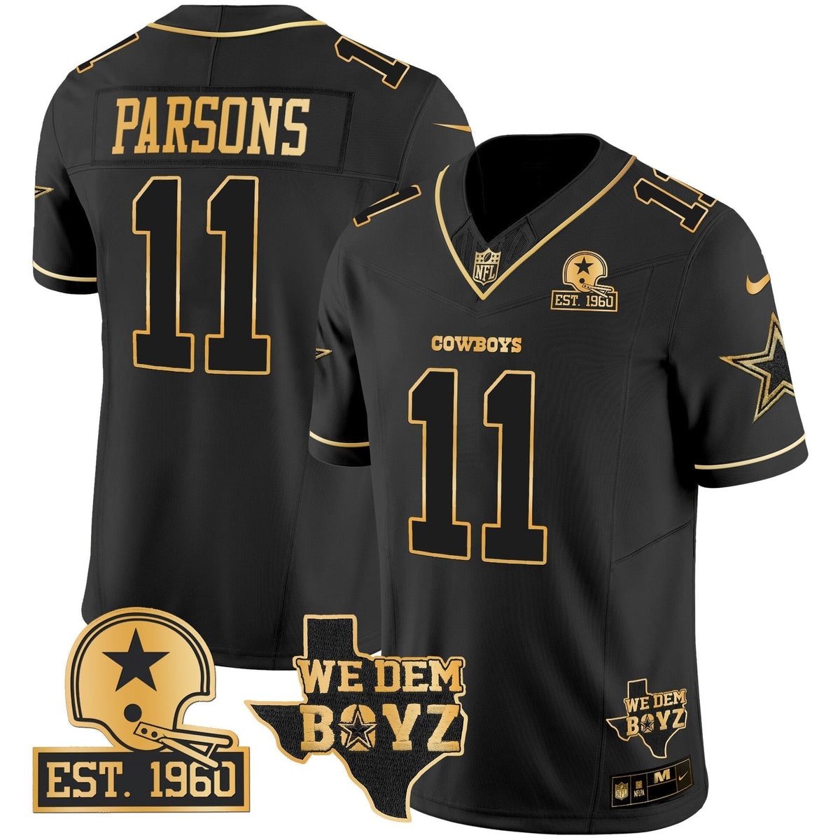 Men's Cowboys Est. 1960 & We Dem Boyz Patch Gold Vapor Limited Jersey V2 - All Stitched