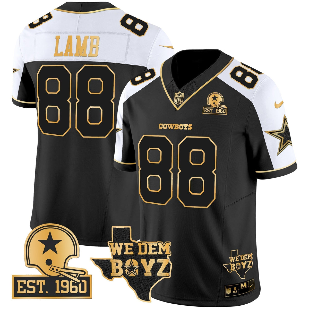 Men's Cowboys Est. 1960 & We Dem Boyz Patch Gold Vapor Limited Jersey V2 - All Stitched