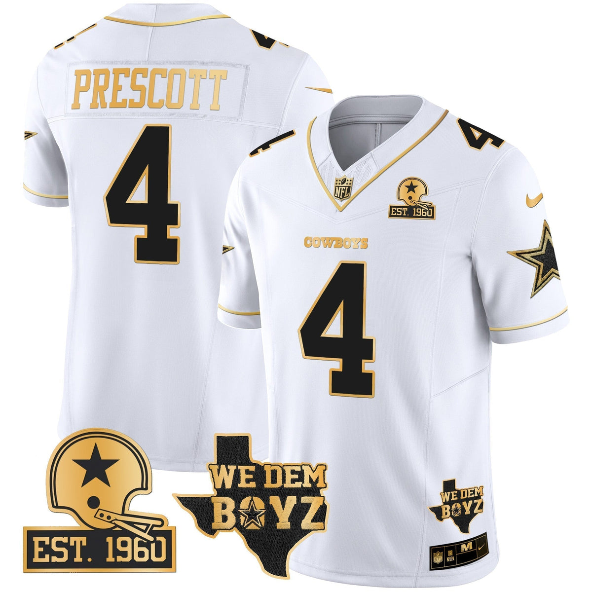 Men's Cowboys Est. 1960 & We Dem Boyz Patch Gold Vapor Limited Jersey V2 - All Stitched