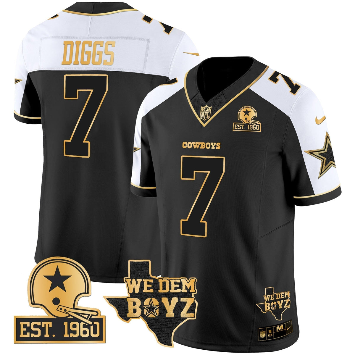 Men's Cowboys Est. 1960 & We Dem Boyz Patch Gold Vapor Limited Jersey V2 - All Stitched