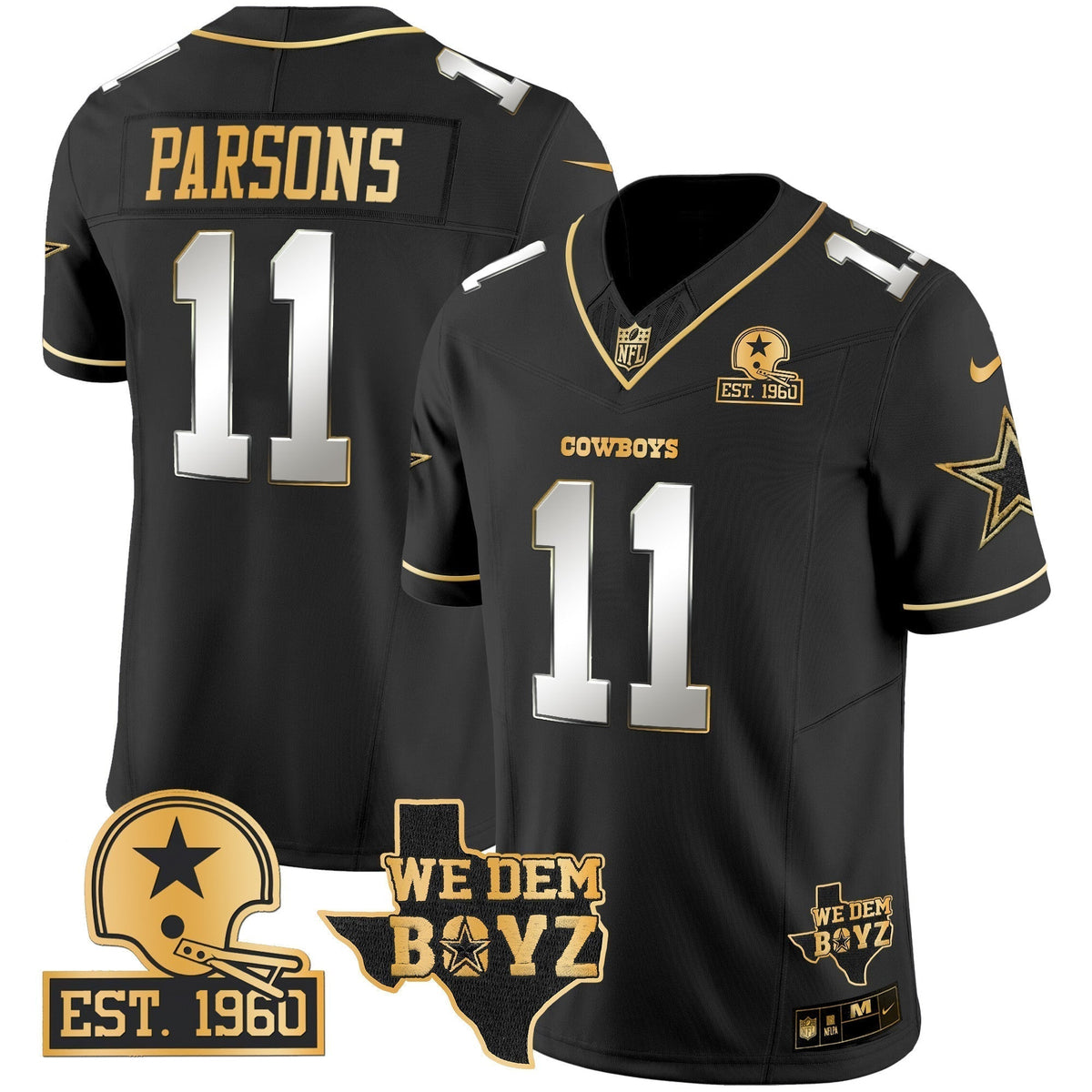 Men's Cowboys Est. 1960 & We Dem Boyz Patch Gold Vapor Limited Jersey V2 - All Stitched