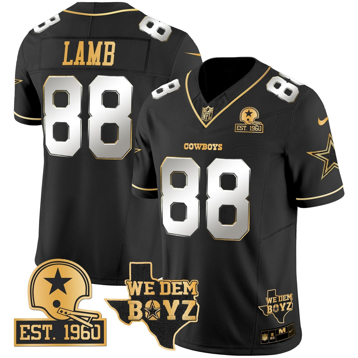 Men's Cowboys Est. 1960 & We Dem Boyz Patch Gold Vapor Limited Jersey V2 - All Stitched