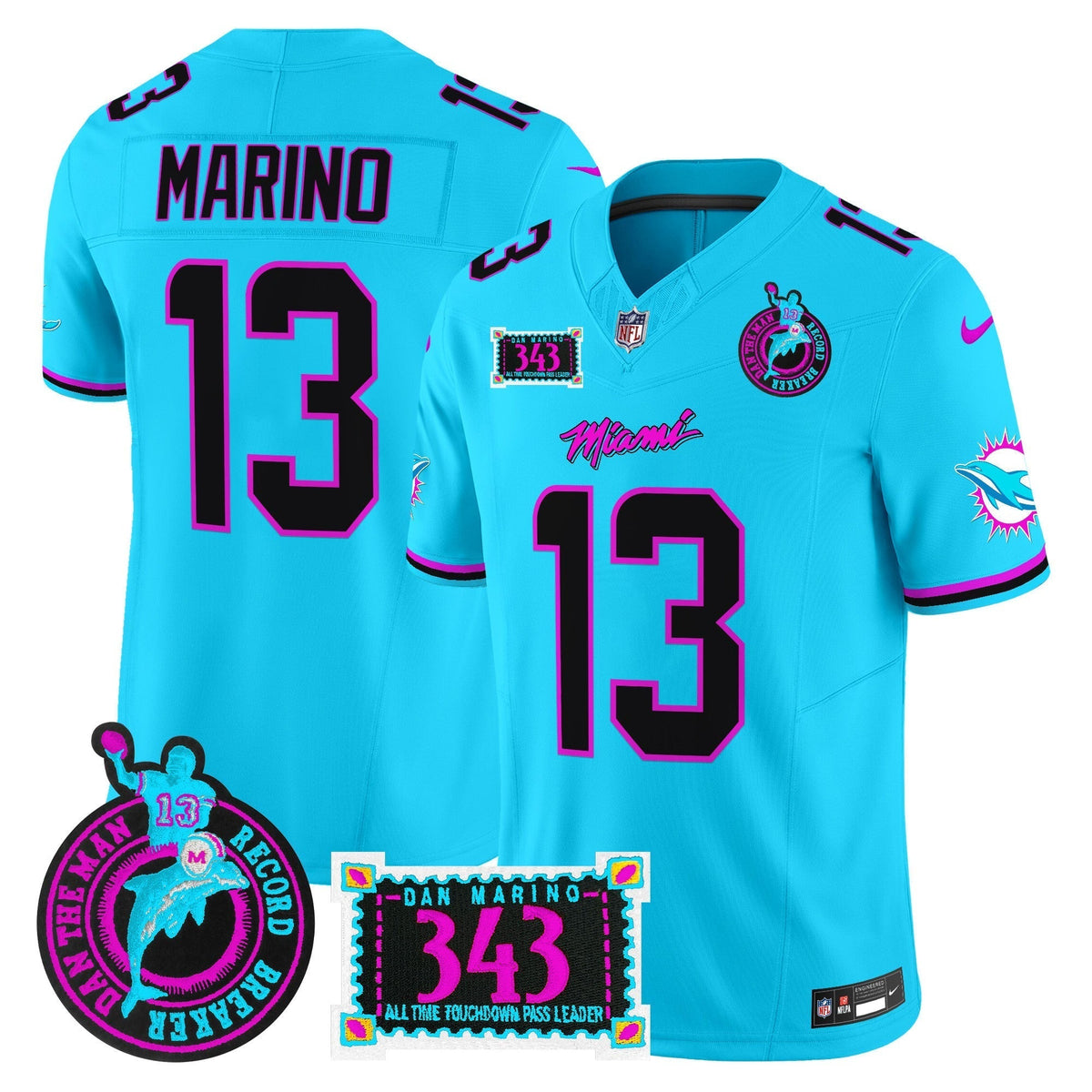 Men's Dolphins "Dan the Man Record Breaker" Patch Vapor Limited Jersey - All Stitched