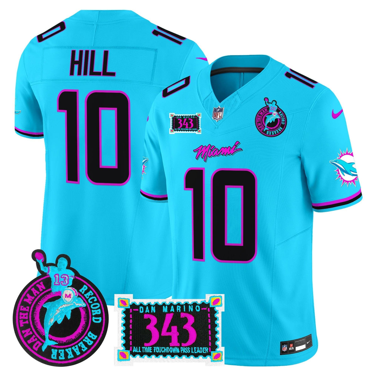 Men's Dolphins "Dan the Man Record Breaker" Patch Vapor Limited Jersey - All Stitched