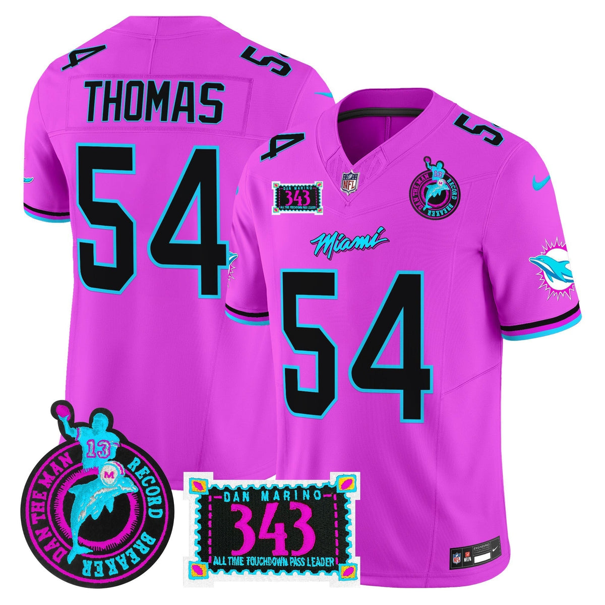 Men's Dolphins "Dan the Man Record Breaker" Patch Vapor Limited Jersey - All Stitched