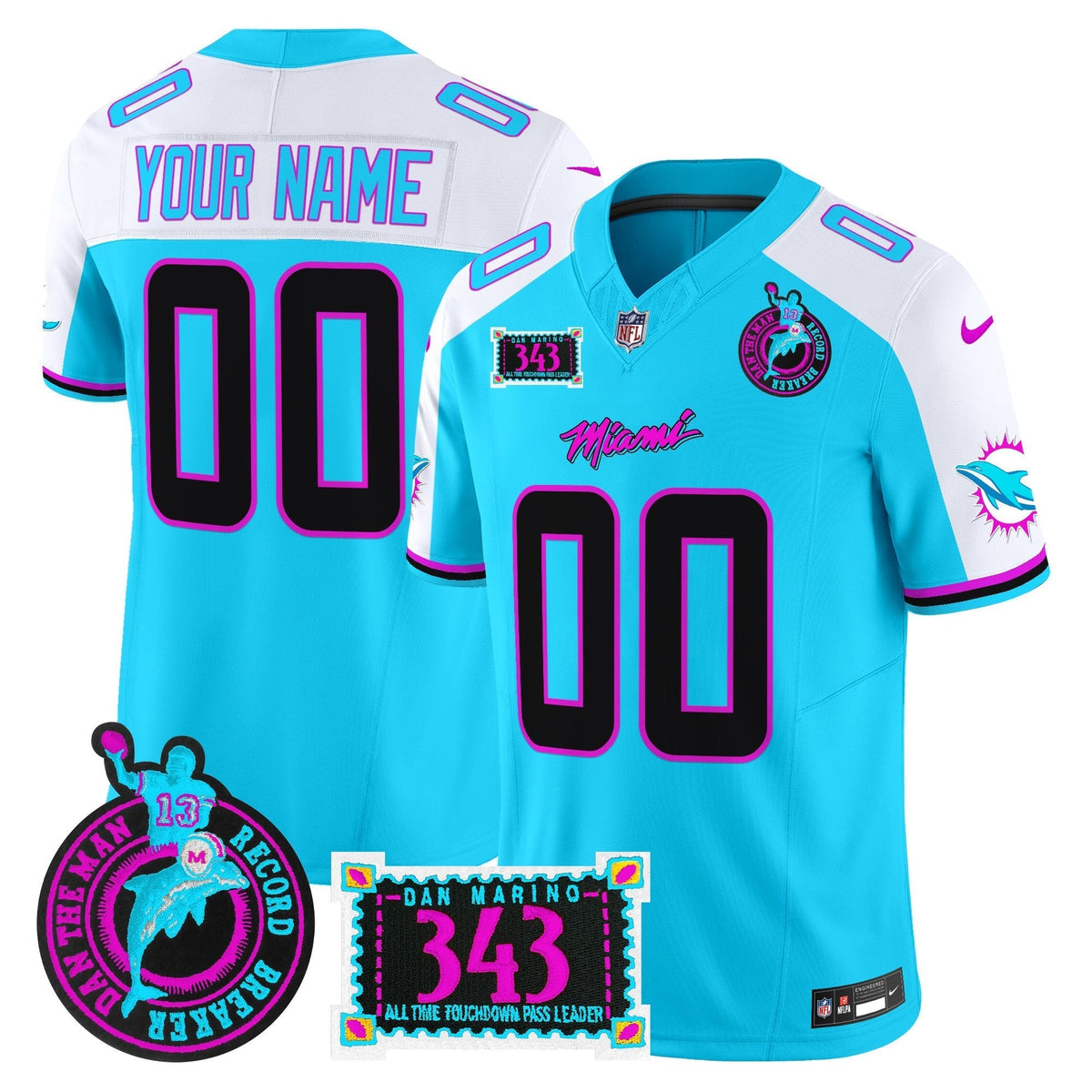 Dolphins "Dan the Man Record Breaker" Patch Vapor Limited Custom Jersey - All Stitched