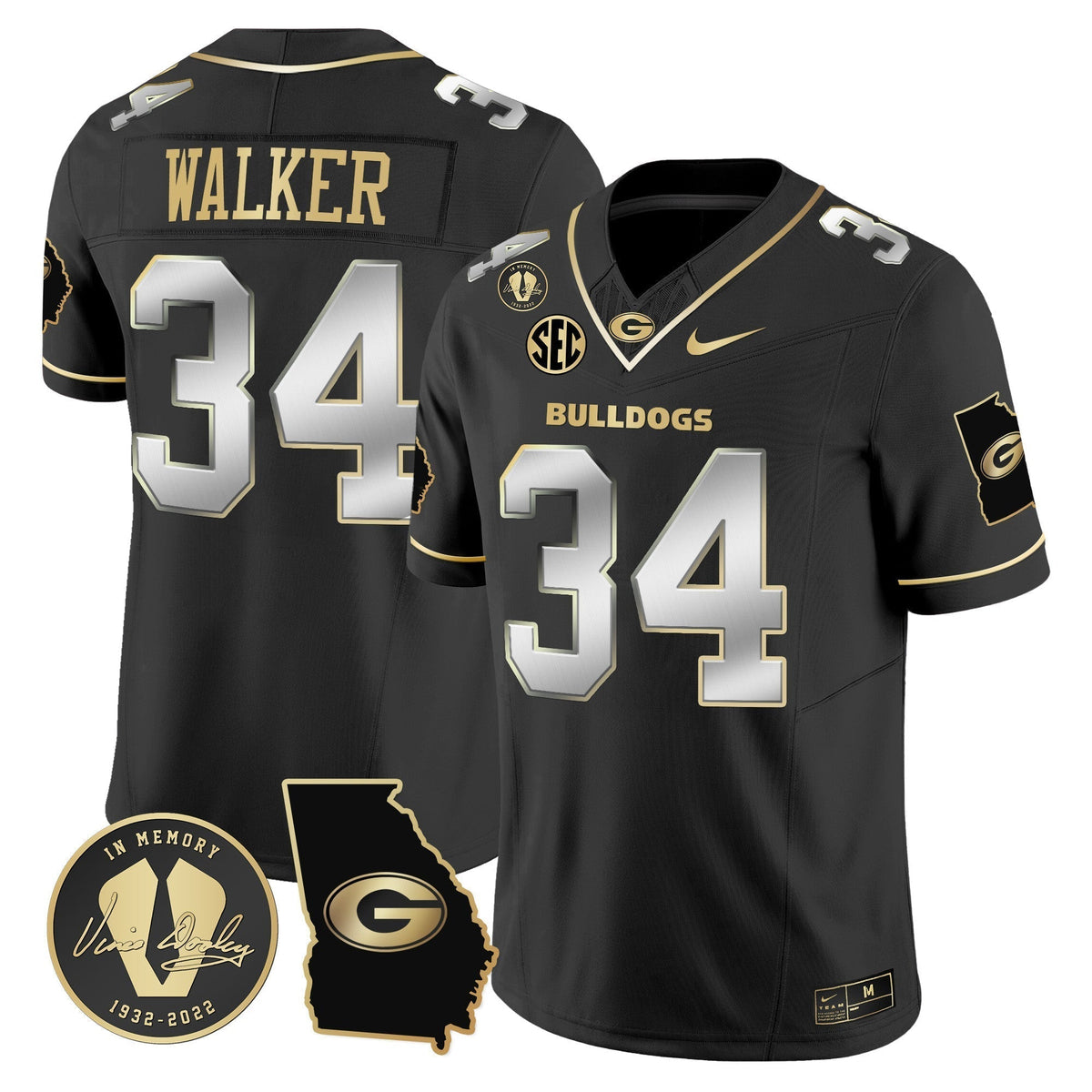 Men's Georgia Bulldogs 2024 Vapor Limited Jersey V3 - Georgia Map - All Stitched