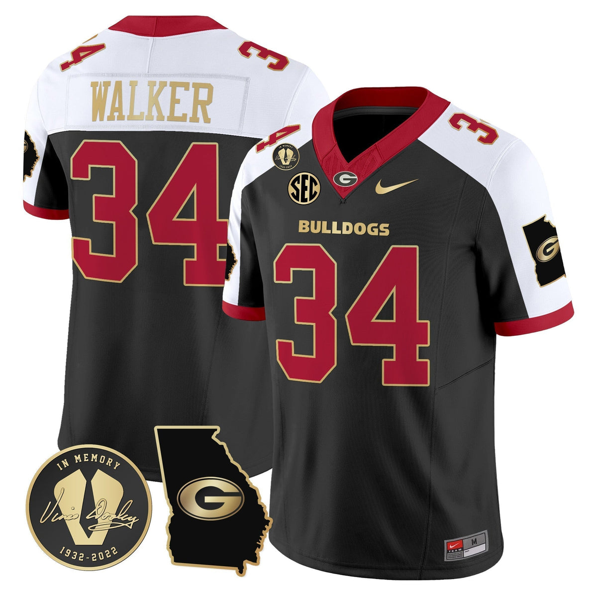 Men's Georgia Bulldogs 2024 Vapor Limited Jersey V3 - Georgia Map - All Stitched