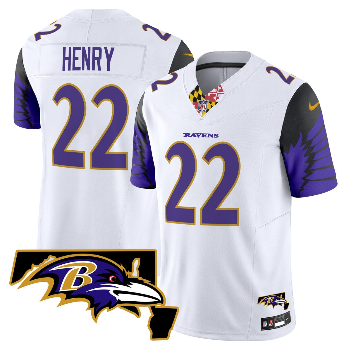 Men's Ravens Maryland Patch Vapor Limited Jersey V2 - All Stitched