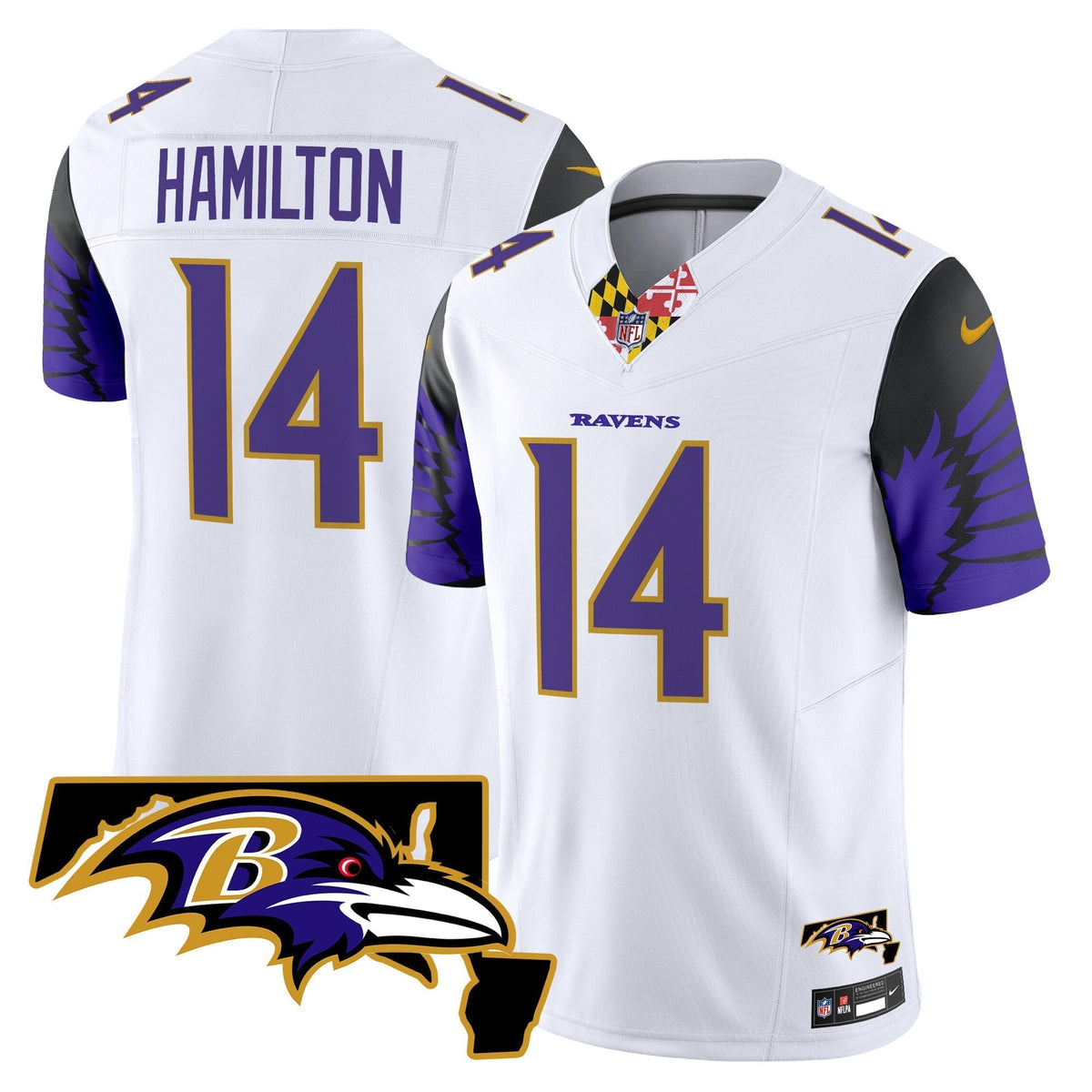 Men's Ravens Maryland Patch Vapor Limited Jersey V2 - All Stitched