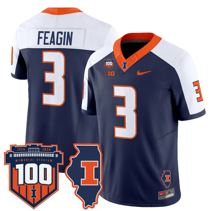 Men's Illinois Fighting Illini 100th Memorial Stadium Patch Vapor Limited Jersey - All Stitched