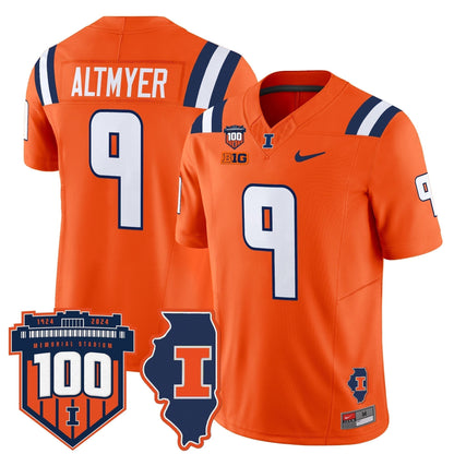 Men's Illinois Fighting Illini 100th Memorial Stadium Patch Vapor Limited Jersey - All Stitched