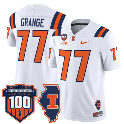 Men's Illinois Fighting Illini 100th Memorial Stadium Patch Vapor Limited Jersey - All Stitched