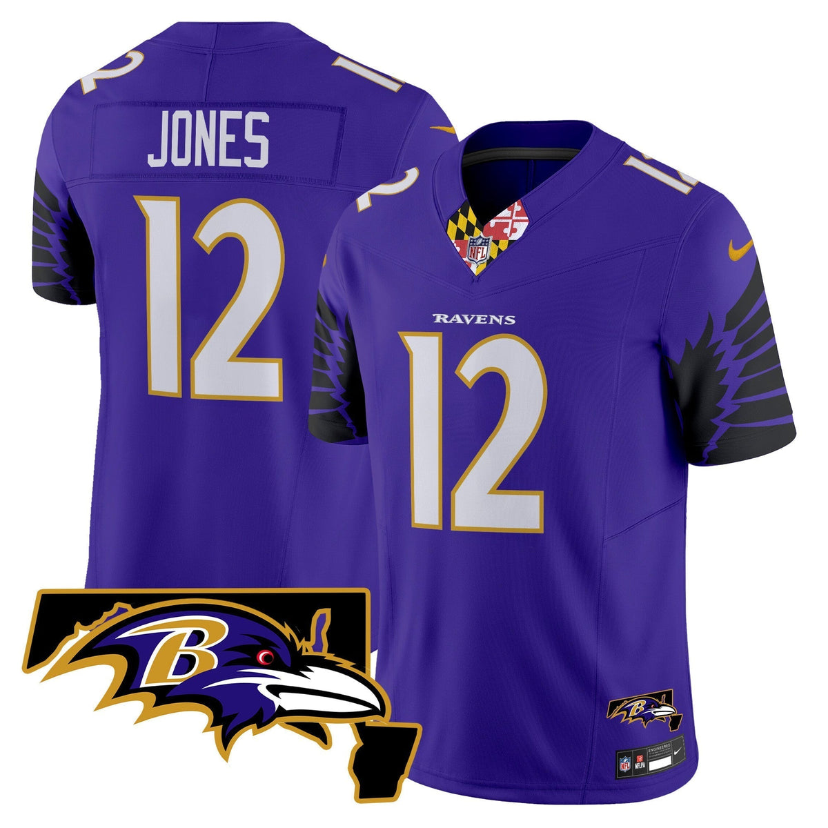 Men's Ravens Maryland Patch Vapor Limited Jersey V2 - All Stitched