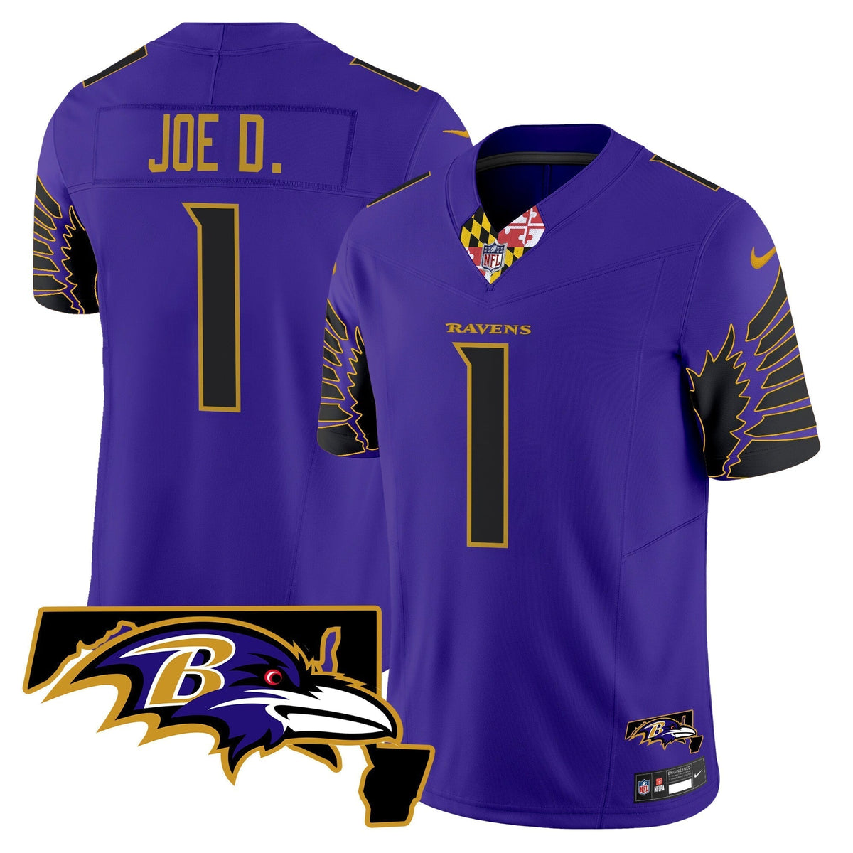 Men's Ravens Maryland Patch Vapor Limited Jersey V2 - All Stitched